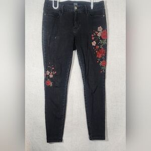 a.n.a Black Jeans with Floral Embroidery